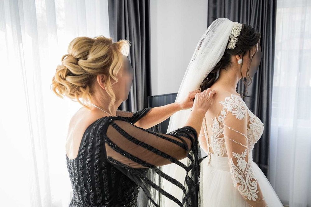 Rochie de mireasa superba, printesa, A line, comoda, cu maneca lunga