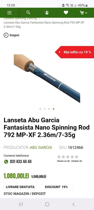 Lanseta Abu Garcia Fantasista Nano 2.36m/7-35g (shimano daiwa)