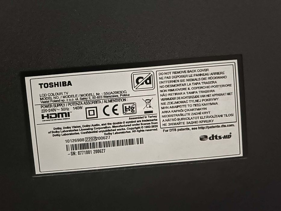 Toshiba smart tv 55
LCD COLOUR TV
MODĚL NO. MODELE / MODELL Nr. : 55UA