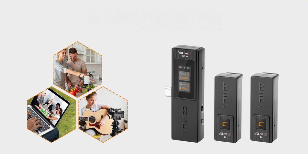 Microfon dual tip lavaliera USB C,CoMica VD life 10,2,4G,negru,sigilat