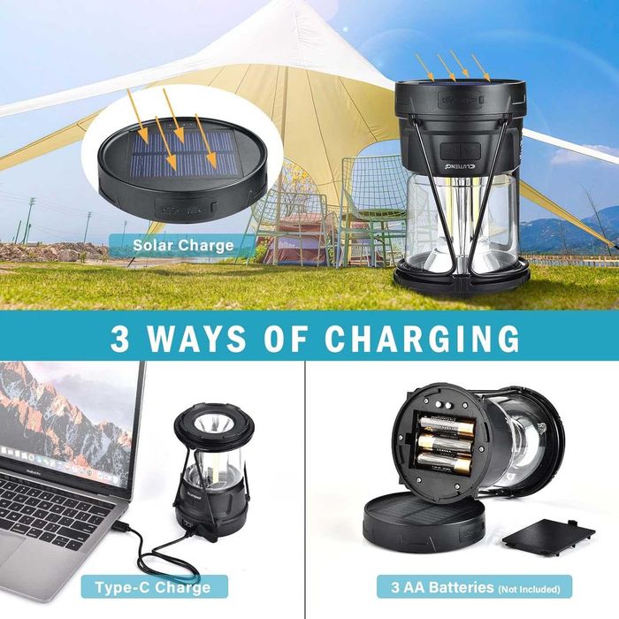 Соларна къмпинг лампа ELUTENG 2в1 с Power Bank 3000 mAh