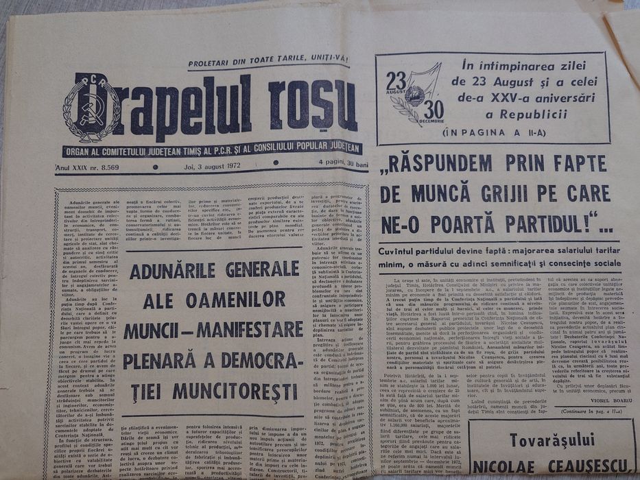 Vand ziare vechi Drapelul rosu 1972 , Scanteia din 1970