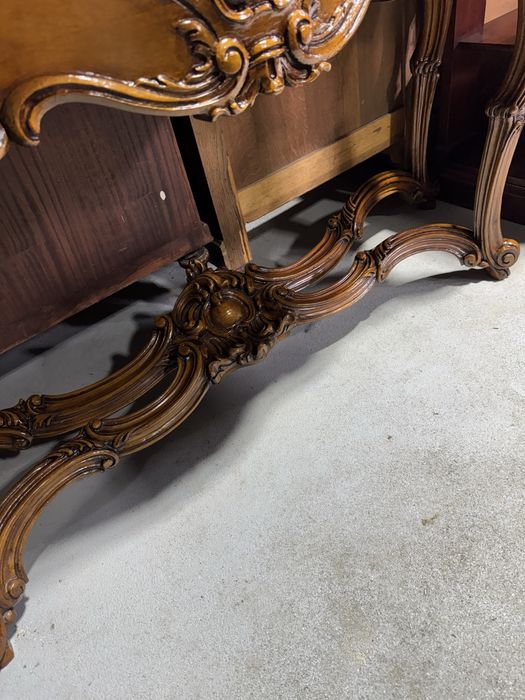 Consola din lemn masiv cu oglinda si blat marmura