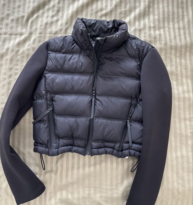 Zara яке Neoprene-sleeve puffer jacket