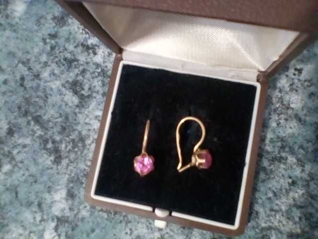 Серьги тюльпан золото 583 проба рубин СССР