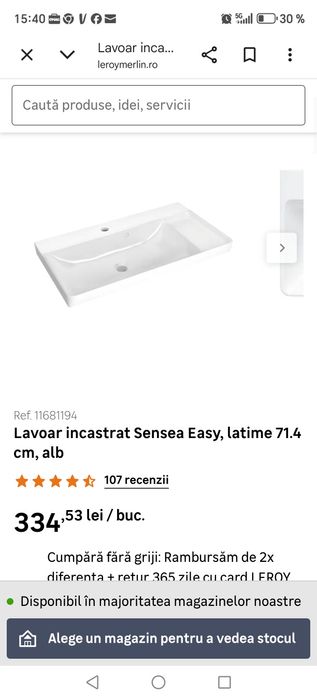 Lavoar incastrat  Sensea model lung Leroy Merlin