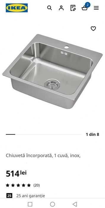 Chiuveta inox granit IKEA NOUA nedesfacuta , bon de casa+garanție.