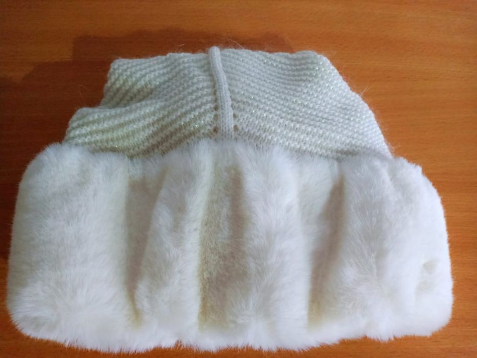 Шапка женская вязаная с мехом