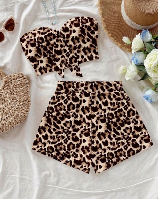 Секски леопардов принт, ретро стил, ежедневен ваканционен стил,