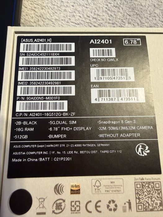 ASUS Zenfone 11 Ultra, Dual SIM, 16 GB RAM, 512 GB, 5G, Black,garantie