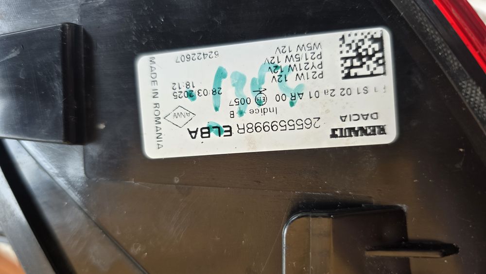 Lampă stg spate Dacia Logan 3 2021 2025