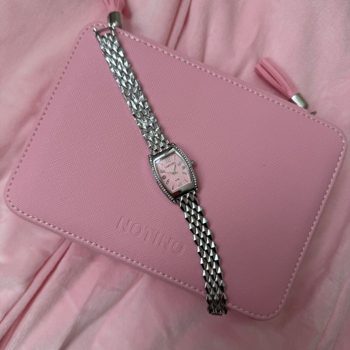 Нов часовник сребрист с розов циферблат