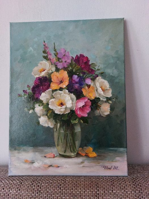 Ulei pe panza, nou, semnat, o bucurie a inimii, un cadou perfect