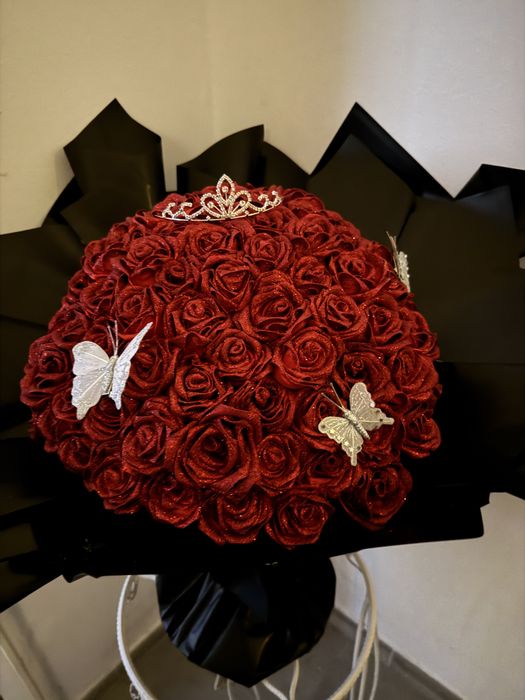 Buchet de trandafiri 101 cu sclipici