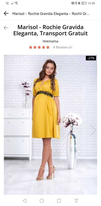 Rochie dama M (38) galbena botez