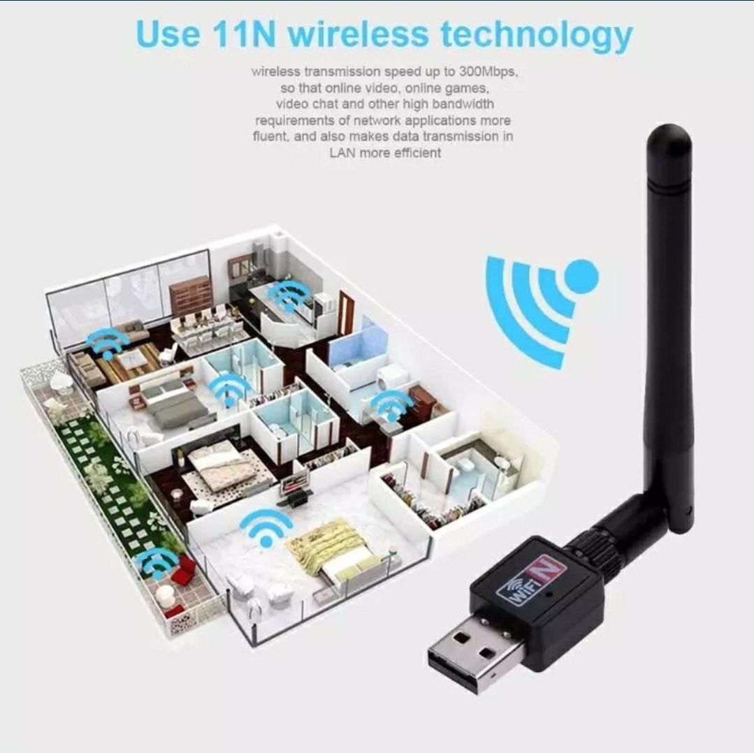 300 mbit/s USB wifi adapter (вайфай) https://wa.me/c/77478573661 - тел: 1  500 тг. - Аксессуары для ноутбуков Алматы на Olx