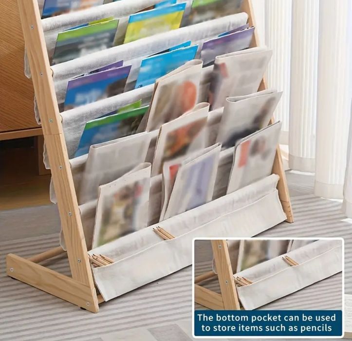 Голяма дървена детска библиотека за деца по Монтесори етажерка книги