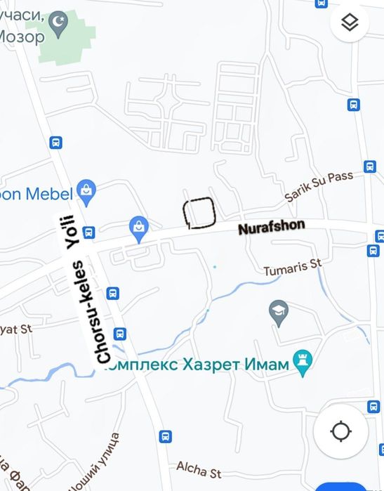 Nurafshon kochada yuzida  qurilish yoki Bisunes sentr uchun yer
