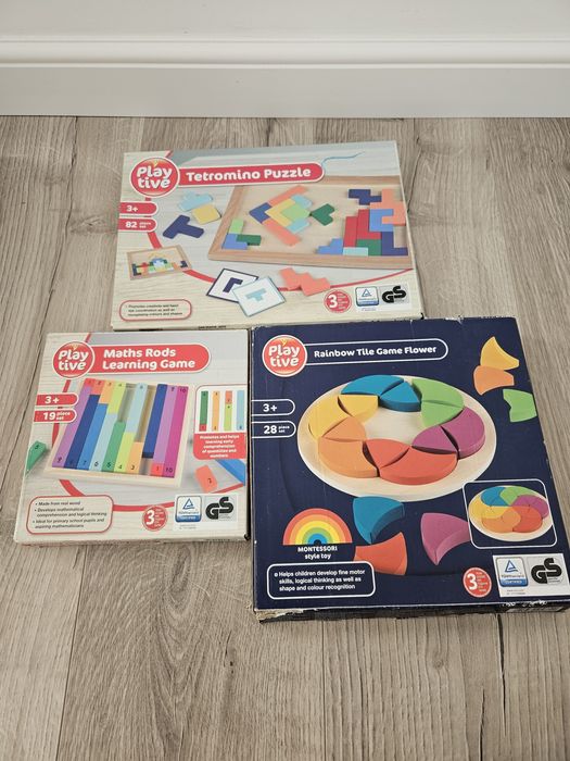 Jucarii din lemn pentru copii  3 ani - Seturi de construit, Ceasul, Calendarul naturii, Tetris, Floare