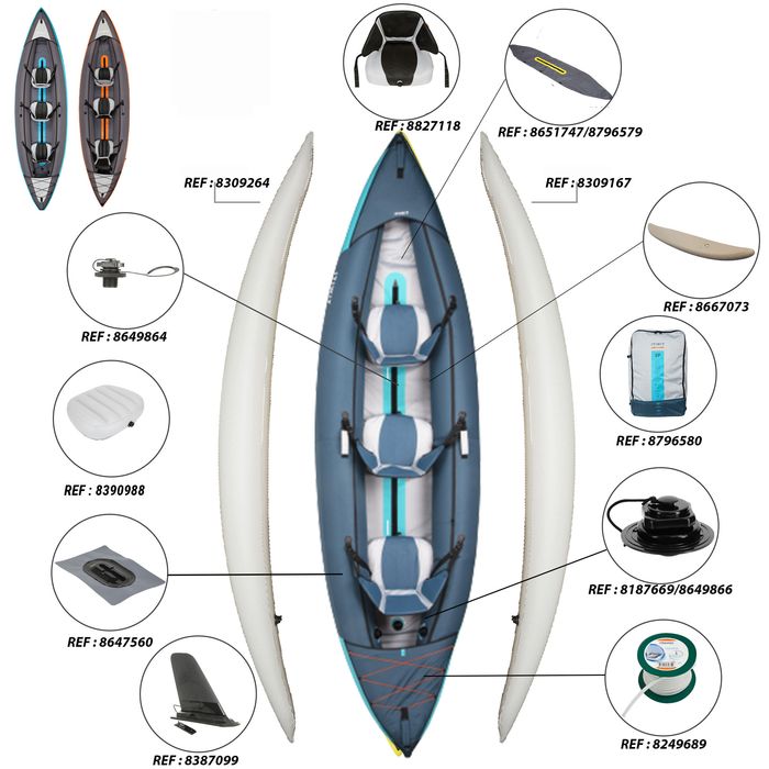 Caiac-canoe gonflabil pentru plimbări 2/3 - produs resigilat Decathlon