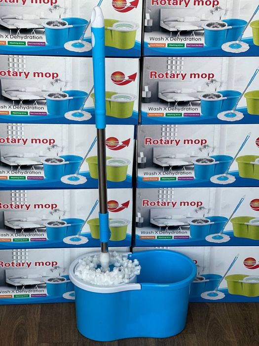 Швабра с отжимом, ведро для мытья полов 2 в 1, две насадки в наборе