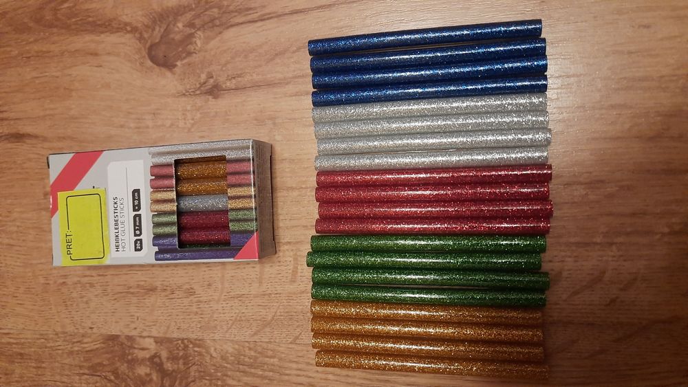 Set 20 batoane silicon colorat cu sclipici,diametru 7mm,10cm, Nou!