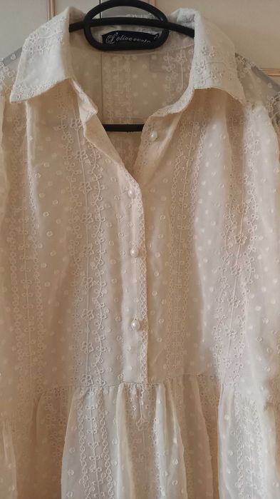 Дамска рокля памук и дантела