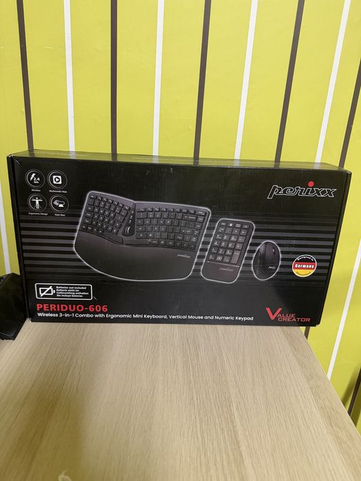 Perixx Periduo 606 3 в 1 ергономичен комплект клавиатура с мишка