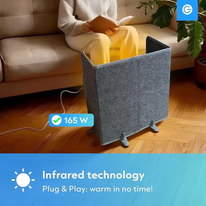 Panou de Încălzire Infraroșu 165W Încălzitor Electric – Gri 50x100cm