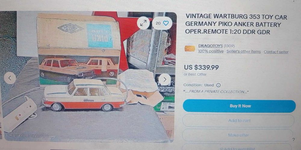 Стари играчки WARTBURG 353 DDR GDR PIKO ANKER 1/15