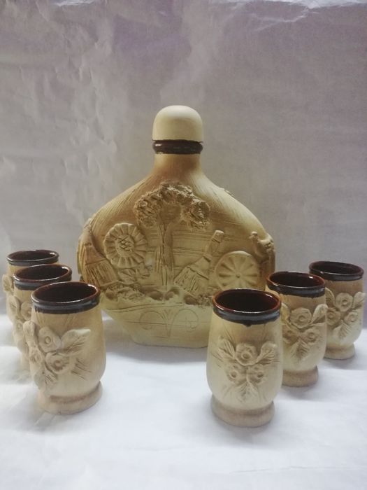 Sticla+6 căni ceramică