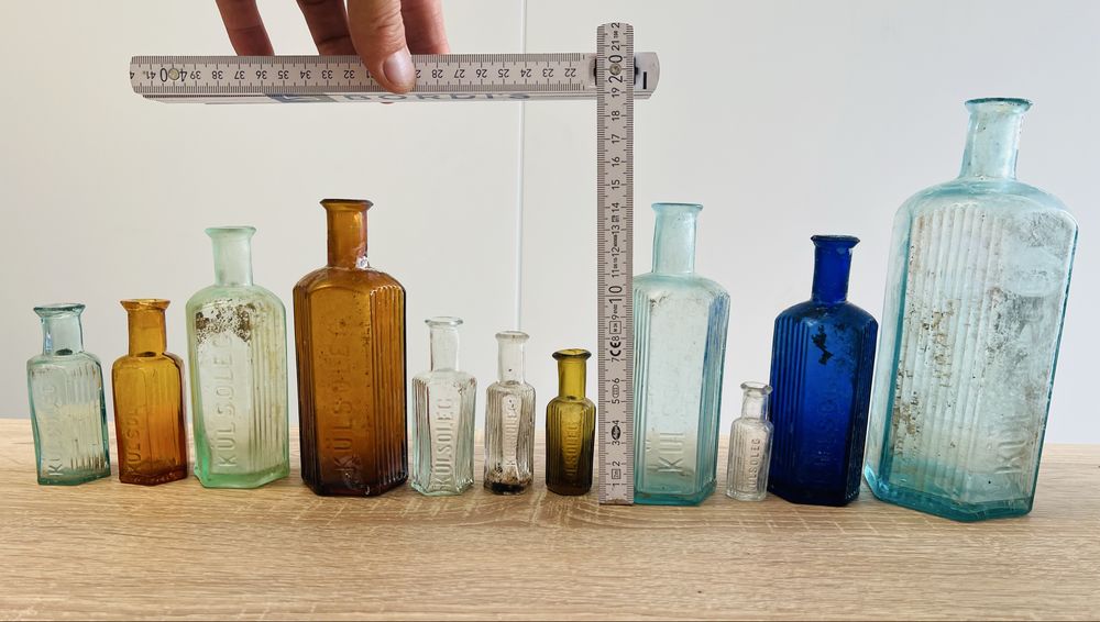 Colecție 10 sticle vechi de farmacie „KÜLSŐLEG” – Imperiul Austro-Ungar