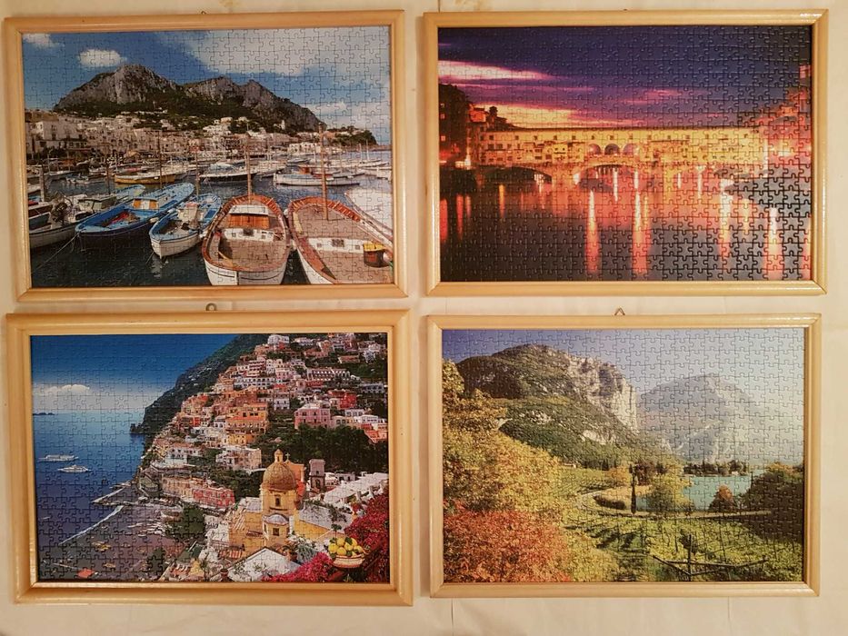 Наредени и залепени на фазер пъзели с дървена рамка и закачалка