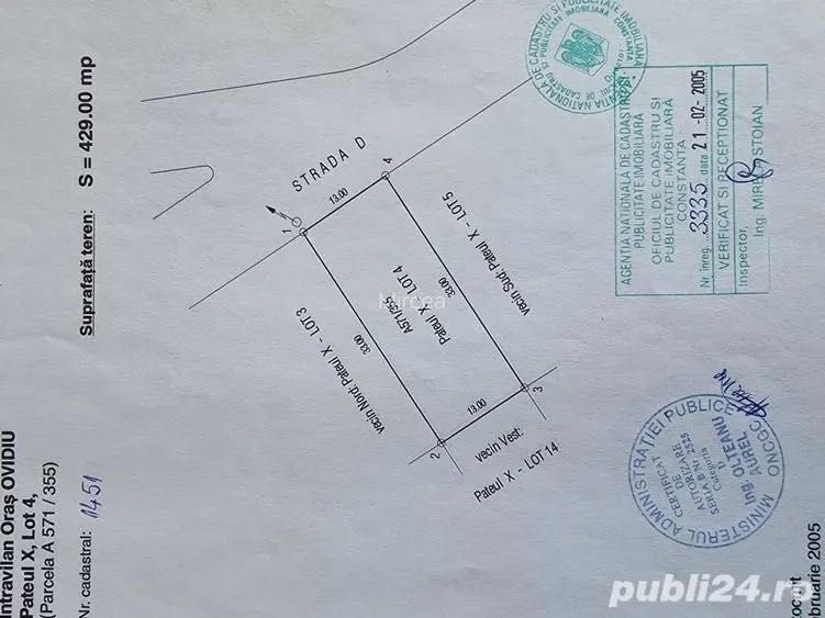 Vând teren intravilan în Ovidiu zona rezidențială vile.