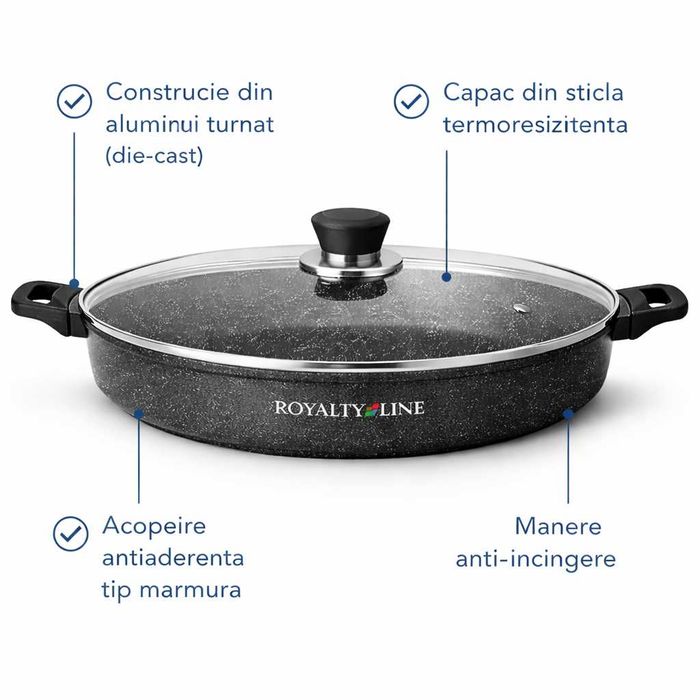 Oala joasa din aluminiu turnat cu acoperire marmura 40 cm Royalty Line