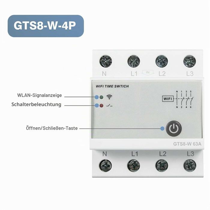Wi-Fi смарт таймер Ailao GTS8-W 4P 40A, Tuya