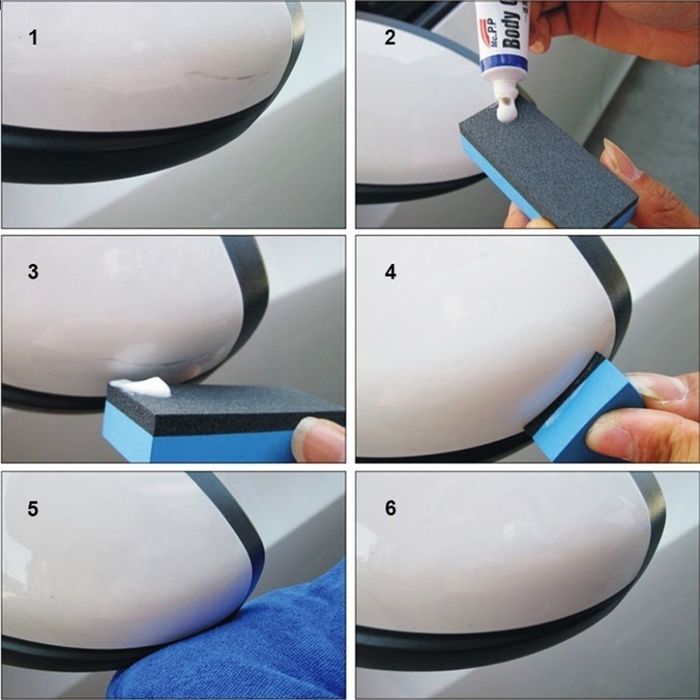 Абразивна паста за полиране, за премахване на драскотини от кола + Гъб