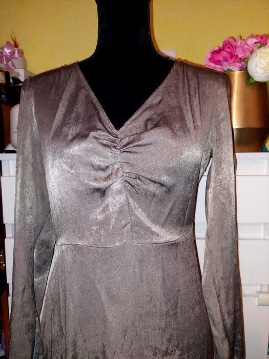 Rochie lunga stil metalic bronz ONLY