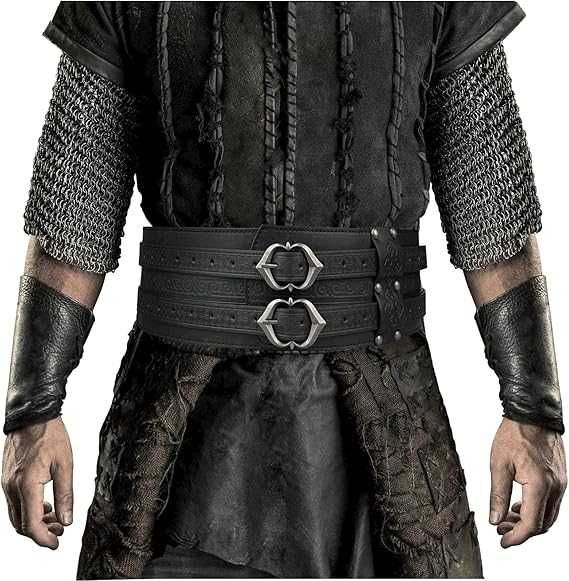 Centură lată în stil viking, centură medievală din imitație de piele, centură-corset de cavaler, costum pentru LARP sau Halloween
