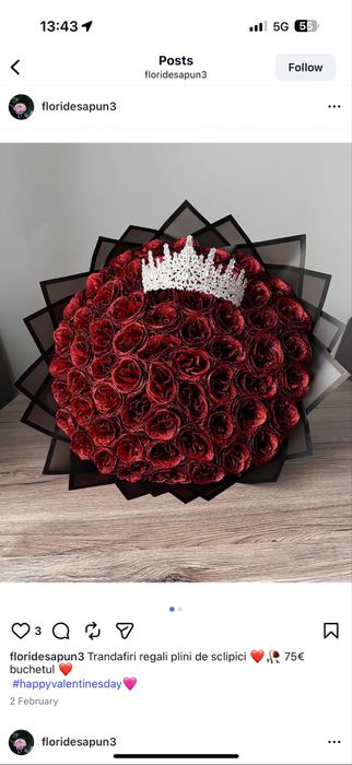 Buchet trandafiri de săpun cu sclipici