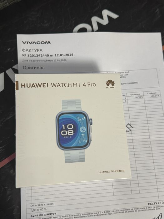 ЗАПЕЧАТАН Huawei Watch FIT 4 Pro BT Vivacom Гаранция 2028 г. Blue