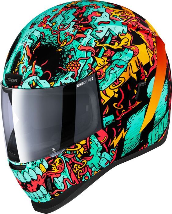Cască Icon Airform The Munchies negru/cyan/portocaliu/rosu/galben