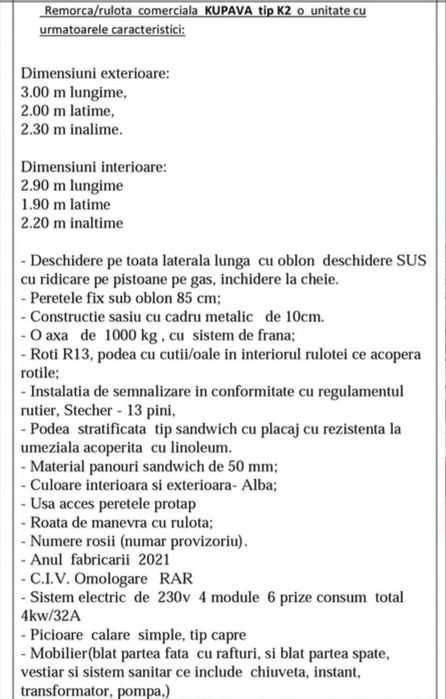 Vand rulota comerciala