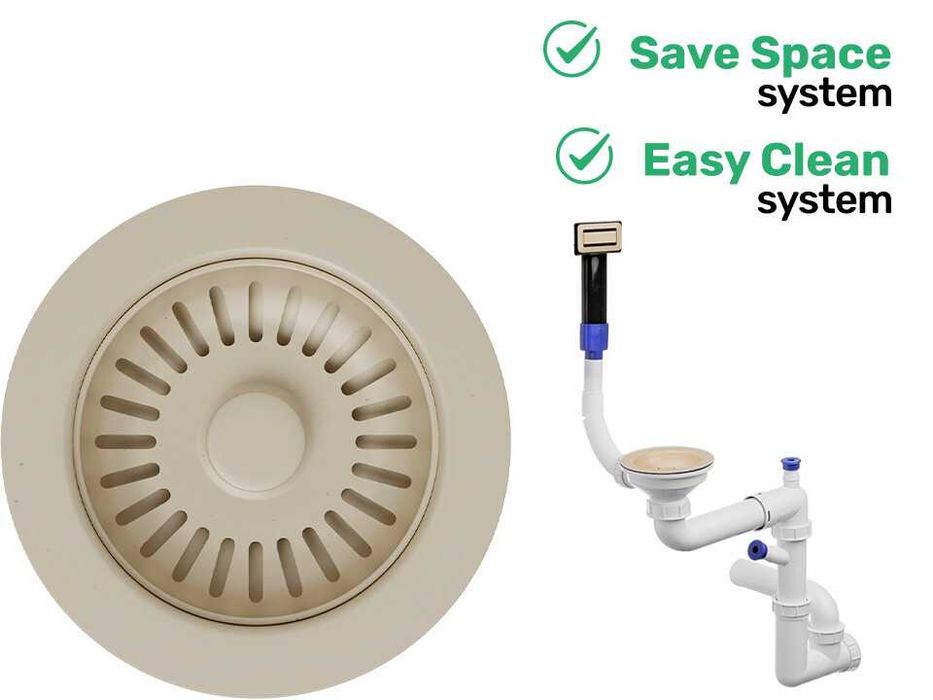 Телесни цветни аксесоари ТОЧНИЯ нюанс Смесител+Сифон+Дозатор Сив Бежов