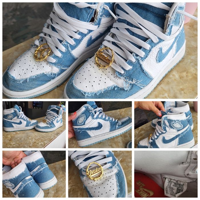 Jordan 1High og denim și piele mărimea 38