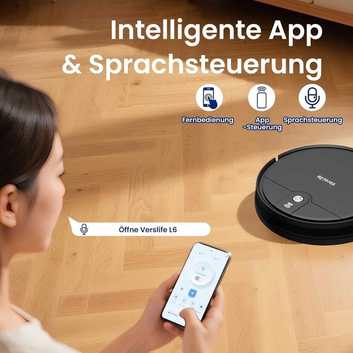 Роботизирана прахосмукачка VersLife L6, управление чрез приложение Alexa