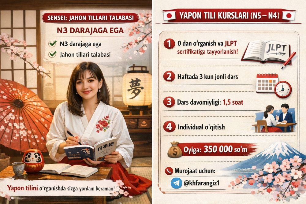 Yapon tili hamma darajadan kurs