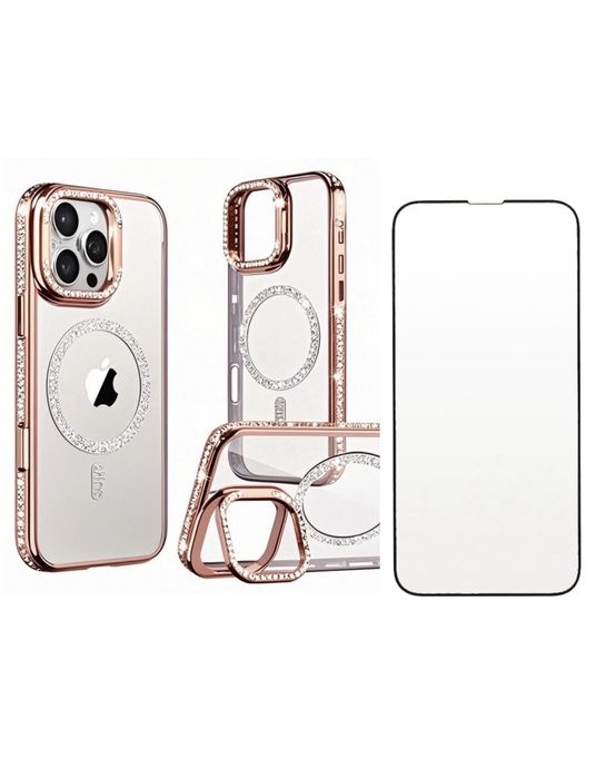 Husa Luxury Stone si Folie Sticla Anti Static Iphone 16/PRO 16 PRO MAX