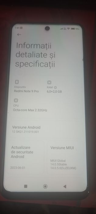 Redmi note 9 pro 6+6 gb ram  128 intern