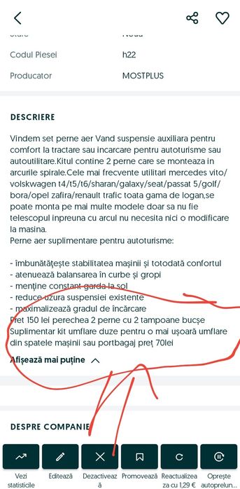 Oferta perne aer suplimentare set 140lei